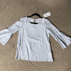 Zara striped blouse with bell sleeves, S, NWT